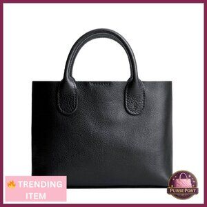 Full-Grain Leather Crossbody Bag with Reinforced Handles, Magnetic Closure